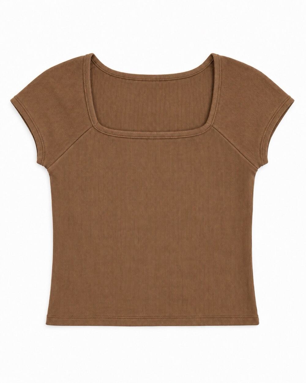 Madewell Brightside Square Neck T Shirt Womens XL Brown Cap Sleeve Cropped